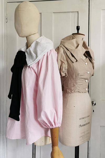 Reworked clothing and sustainable fashion pink blouse made in eco friendly vintage linen